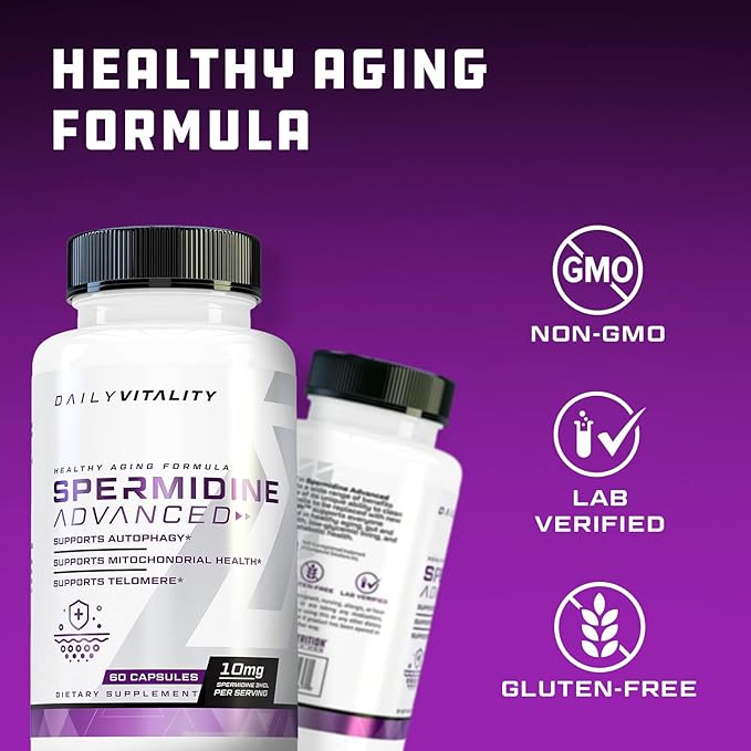 Cutler Nutrition Advanced High Absorption Spermidine Supplement 99% Standardized Spermidine Supplement for Men & Women for Enhanced Longevity Heart Health Telomere and Brain Support (60 Servings)