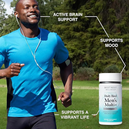 Best Nest Wellness Men's Multi Plus - Daily Multivitamin for Brain & Energy Health Support - Daily Multivitamin for Men - Probiotics & Digestive Enzyme Formula - 30 Caplets