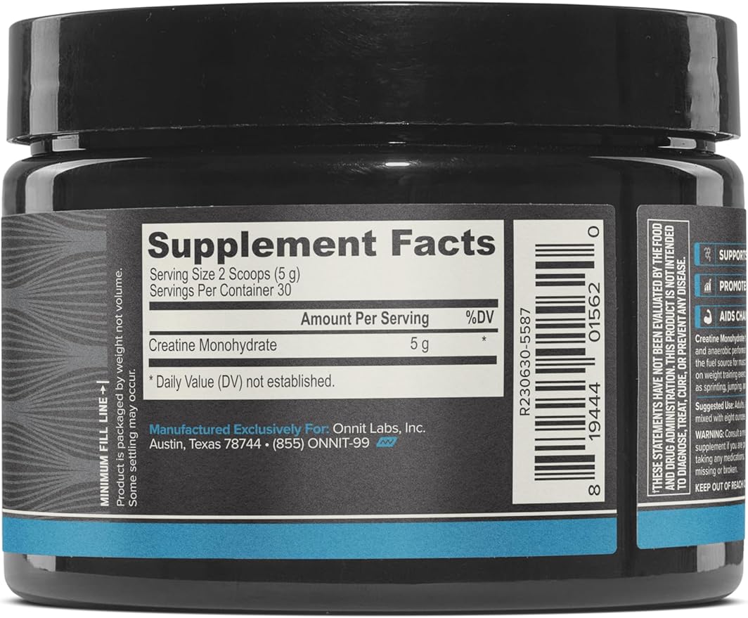 Onnit Creatine Monohydrate - 5g Per Serving (30 Serving Tub)