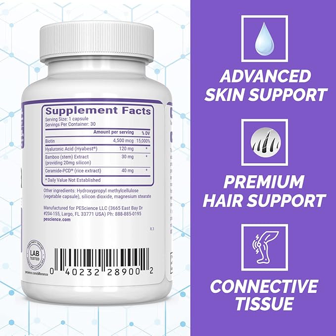 PEScience Renuvia, One Daily Hair Skin and Nails Hyaluronic Acid Blend, 30 Capsules