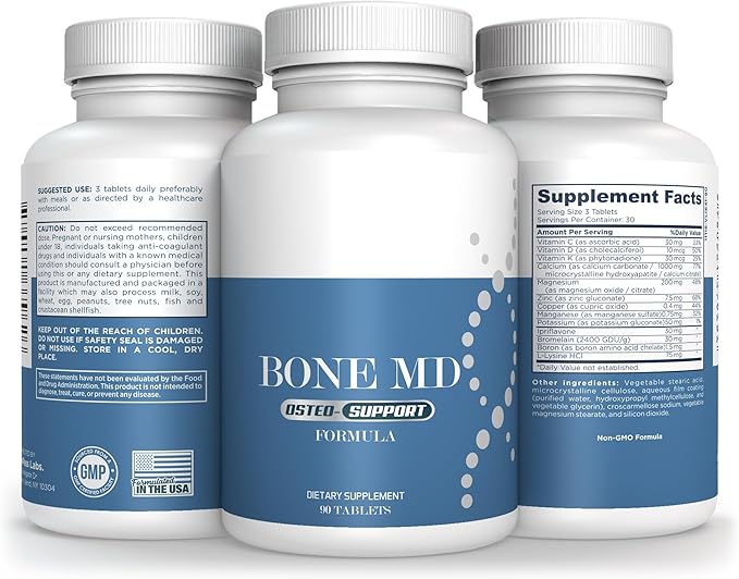 Bone MD Osteo Strength Ultimate Health Support | Supplement for Women and Men | Promote Density 90 Tablets