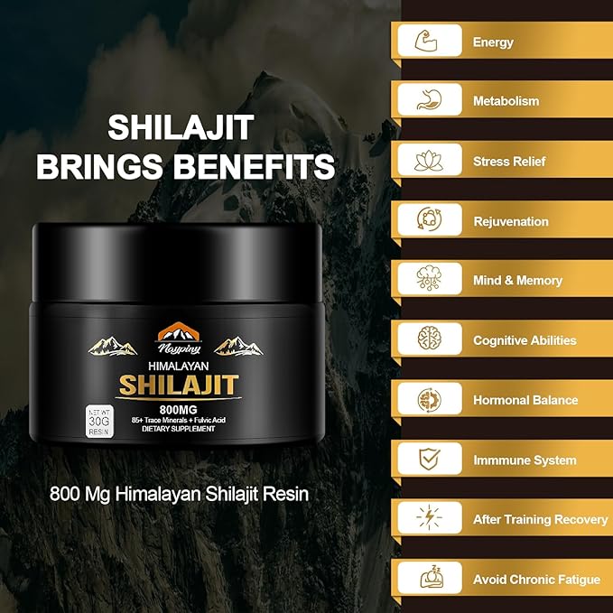 Shilajit Pure Himalayan Organic Resin - 800mg Maximum Potency Natural Organic Shilajit Resin with 85+ Trace Minerals & Fulvic Acid for Energy, Immune Support, Men & Women, 30 Grams