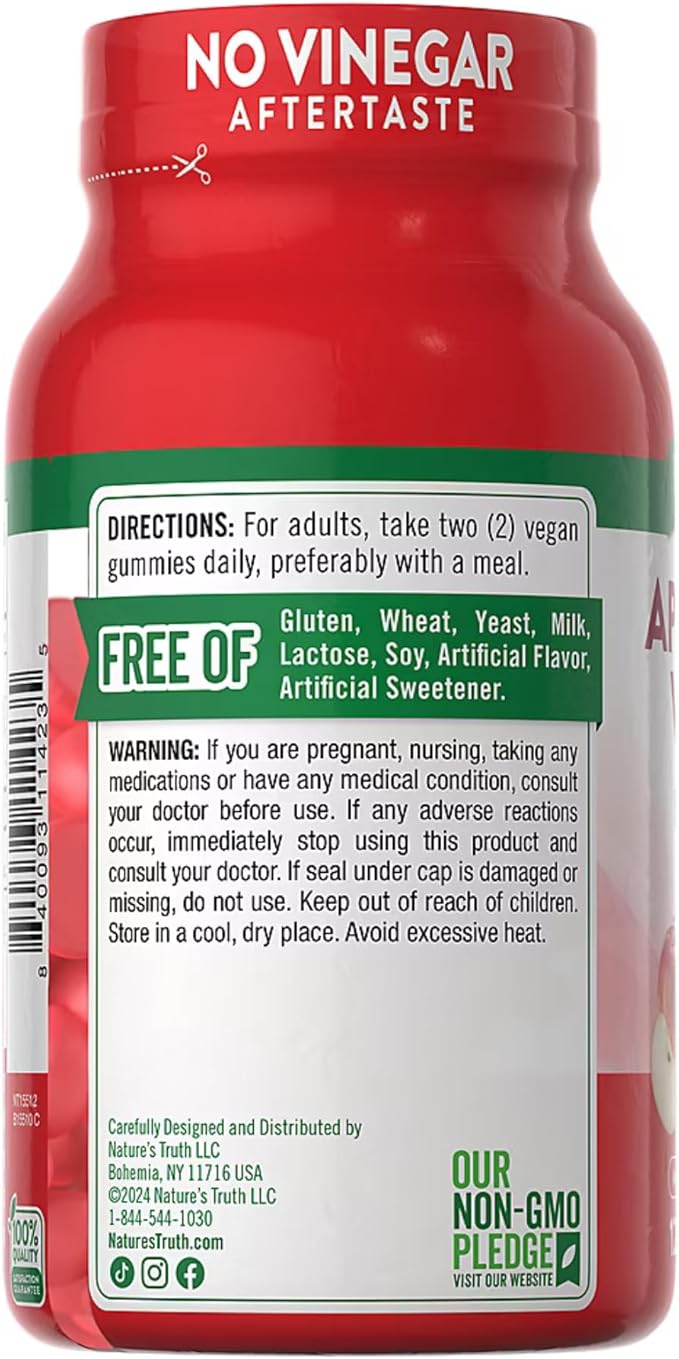 InfiniStore™ Medicine Pouch & Scented Moist Towelette Bundle with Nature Truth Apple Cider Vinegar Gummies, 120 Count, 400mg, Natural Apple Flavor - Non-GMO, Gluten Free, Vegan