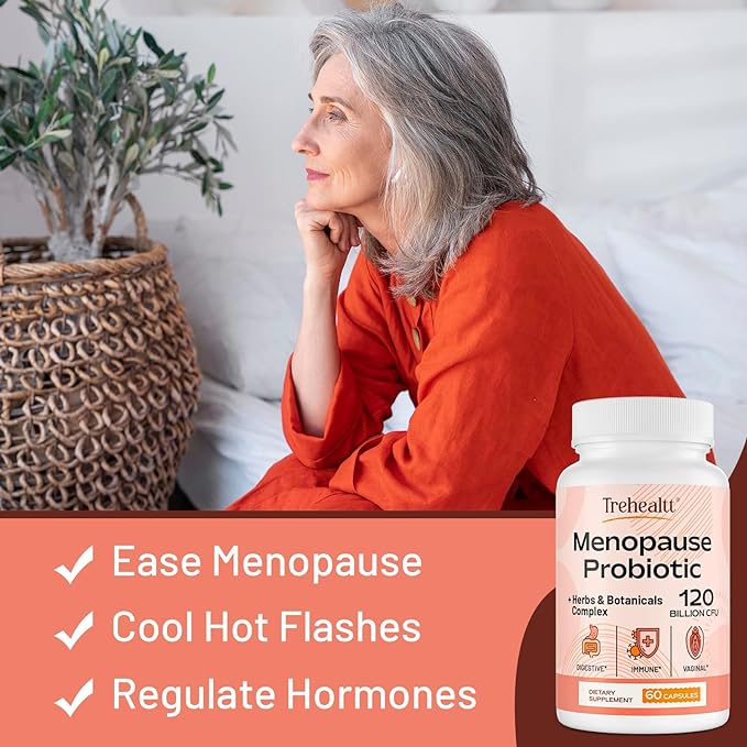 Menopause supplements for women, 120 Billion CFU Probiotic, 13-in-1 Herbs & Botanicals Complex, for Hormone Menopause, Hot Flashes, Night Sweats, Mood Swings, Sleep Disturbances, Vegan, 240 Capsules