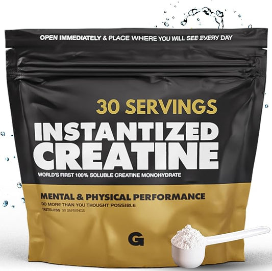 Instantized Creatine Monohydrate Gains in Bulk, Worlds First 100% Soluble Creatine for Strength, Performance, and Muscle Building (30 Servings)