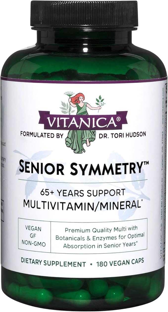 Vitanica, Senior Symmetry, 65 Years and Up Multivitamins and Minerals, Vegan, 180 Capsules