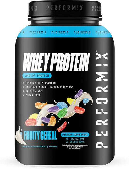 PERFORMIX - Whey Protein Isolate Blend - 24g of Protein - 5.4g of BCAAs - 110 Calories - Muscle Building & Post Workout Recovery - 100% Whey Protein Powder - 1.98 lbs - 30 Servings - Fruity Cereal