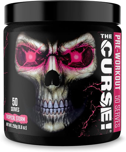 JNX SPORTS The Curse! Pre Workout Powder - Tropical Storm 50 Servings | Preworkout: Boost Strength, Energy + Focus for Men & Women | Caffeine, Beta-Alanine, Creatine & L-Citrulline