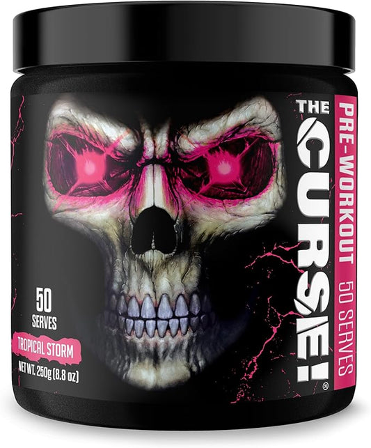 JNX SPORTS The Curse! Pre Workout Powder - Tropical Storm 50 Servings | Preworkout: Boost Strength, Energy + Focus for Men & Women | Caffeine, Beta-Alanine, Creatine & L-Citrulline