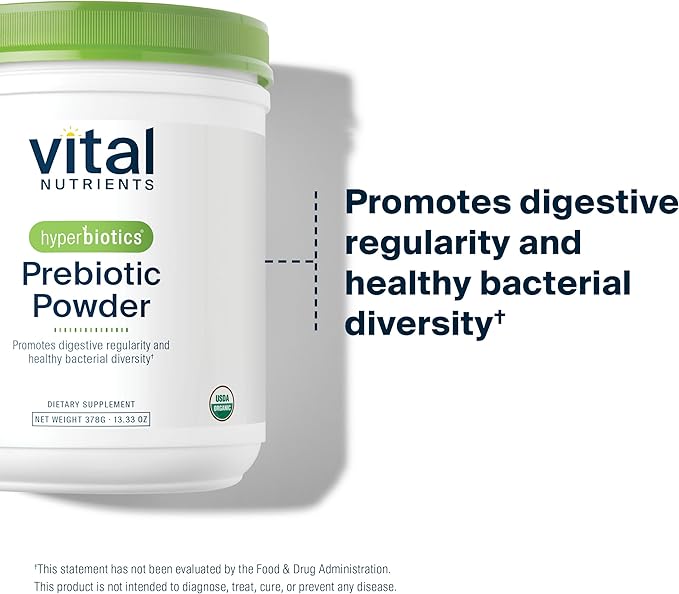 Hyperbiotics Vital Nutrients Organic Prebiotic Powder | Vegan Soluble Fiber Supplement Powder | Unflavored | Organic Food-Based Fiber | Non-GMO | Gluten, Dairy, Soy Free | 54 Servings