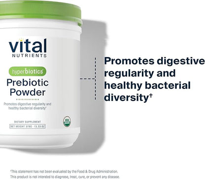 Hyperbiotics Vital Nutrients Organic Prebiotic Powder | Vegan Soluble Fiber Supplement Powder | Unflavored | Organic Food-Based Fiber | Non-GMO | Gluten, Dairy, Soy Free | 54 Servings