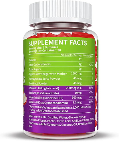 Keto ACV Gummies Keto Gummies Advanced Formula ACV Keto Gummies with B12 Pomegranate Beet Juice-58 Gummies