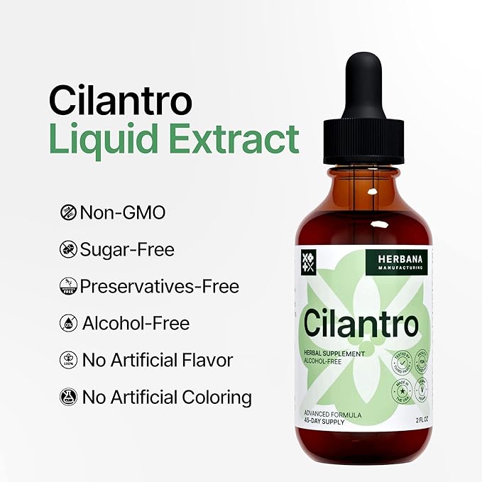 Cilantro Leaf 2 fl oz Liquid Extract - Organic Coriandrum Sativum Drops for Body Cleansing & Detox - Natural Calming Herbal Tincture Supplement for Nervous System - High Potency - 45-Day Supply