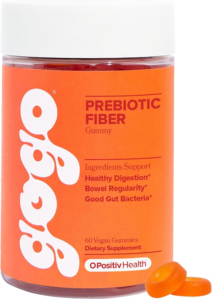 GOGO Fiber Gummies for Adults, 60 Count (Pack of 1) - Prebiotic Chicory Root Inulin Fiber Supplement - Daily Gummy Fiber for Digestive Gut Health - Non-GMO, Vegan & Cruelty-Free