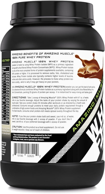 Amazing Muscle 100% Whey Protein Powder *Advanced Formula with Whey Protein Isolate Along with Ultra Filtered Whey Protein Concentrate (Cookie & Cream, 2 Lb)