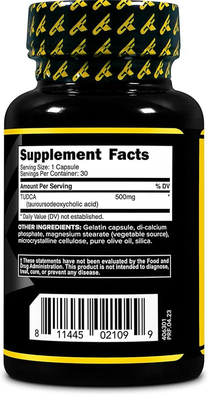 Primaforce TUDCA (Tauroursodeoxycholic Acid) 30 Servings, 500mg Tudca Per Serving | Premium Quality Bile Salts - Gluten Free, Non-GMO Supplement