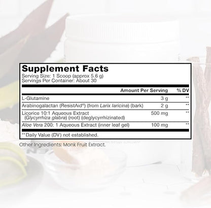 Pure Therapro Rx Leaky Gut Defense - Gut Health Supplement with L-Glutamine, Licorice Root Extract, Aloe Leaf, Arabinogalactan- (30 Servings, 168g)