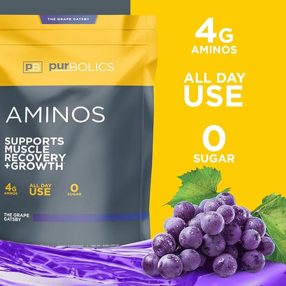 Aminos | 4g of Free-Form Amino Acids, Beta-Alanine, 0 Sugar & 60 Servings (Grape Gatsby)