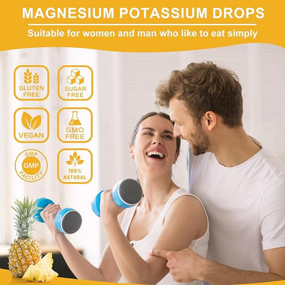 Potassium Magnesium Supplement, 99mg Potassium Supplement with Magnesium, Calcium, Vitamin D3, Zinc, Sugar Free & Vegan Liquid Drops Supplement for Leg Cramps, Energy, Metabolism, for Adult and Kid