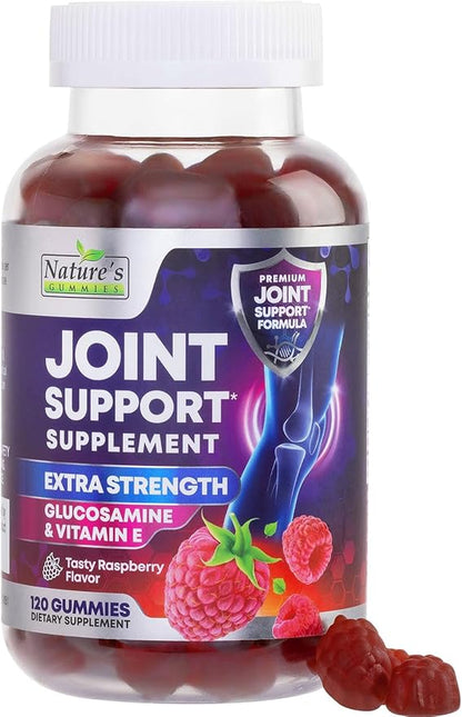 Joint Support Supplement - Extra Strength Glucosamine Joint Support Gummy - Joint Health Support & Flexibility for Back, Knees, & Hands - Vitamin E for Immune Support for Women & Men - 120 Gummies