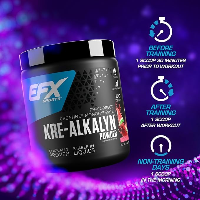 EFX Sports Kre-Alkalyn EFX Powder | pH Correct Creatine Monohydrate Powder Supplement | Strength, Muscle Growth & Performance | 116 Servings (Watermelon Gummy)