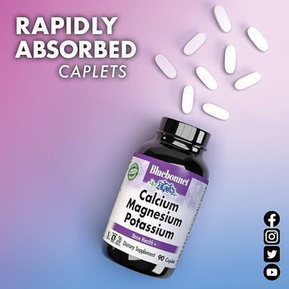 BlueBonnet Calcium Magnesium Plus Potassium Caplets, Off White, 180 Count