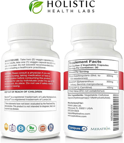 Maximum Leptin Weight Management for Women, Extra Strength - MeraTrim, Carnipure and Cissus Quadrangularis Natural Metabolism Support and Cravings Management. 60 Veggie Capsules