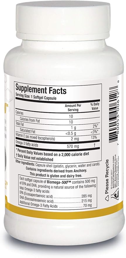 Biotics Research Biomega 500 Omega 3 Fish Oil Supplement, Highly Concentrated Fish Oil with EPA/DHA, Omega 3 Fatty acids, Supports Immune and Cardiovascular 90 Softgels