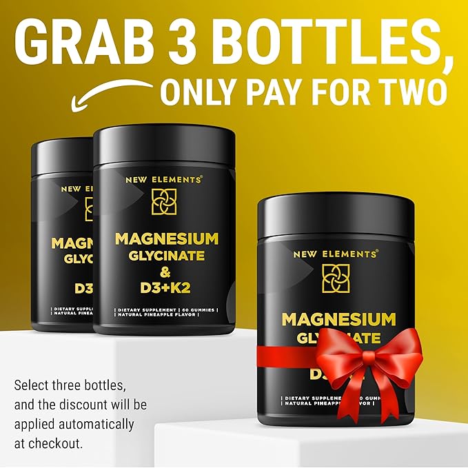 Calm Magnesium Glycinate Gummies 500mg with Vitamin D3 10000 IU and Vitamin K2 100mg - Magnesium Glycinate Supplement For Adults - Healthy Relaxation, Vegan, Non-GMO, Gluten-Free, Natural Grape Flavor