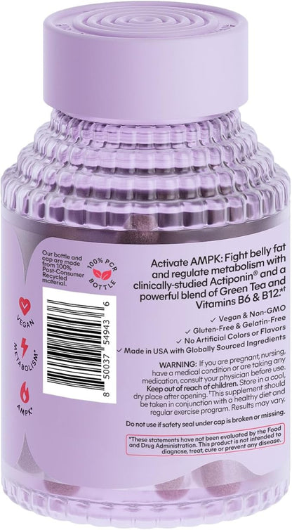 Lemme Burn Belly Fat Capsules, Clinically Studied AMPK Metabolic Activator Actiponin Jiaogulan, 50% EGCG Green Tea Extract, Vitamin B6, Methyl B12 for Men and Women - Vegan- 60 Count (Pack of 2)