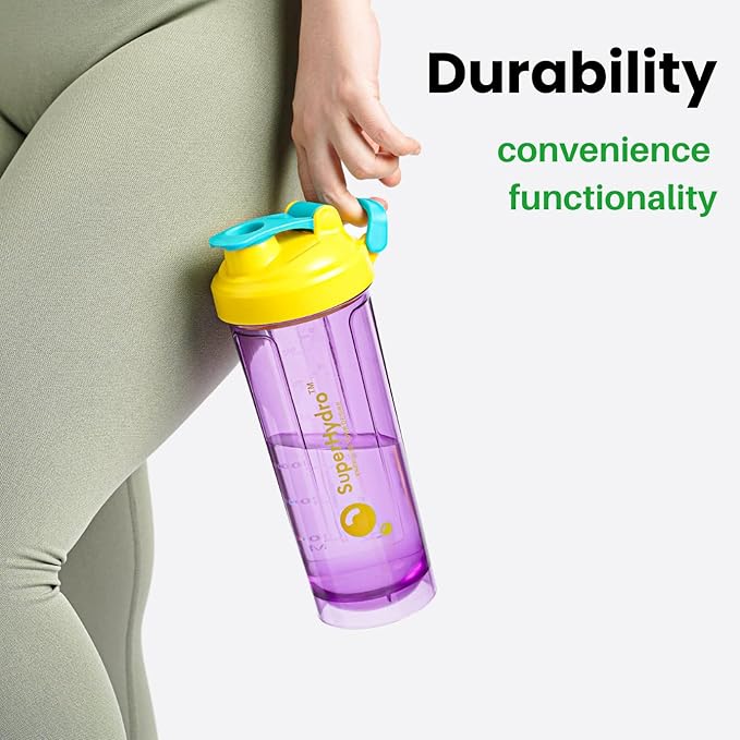 Super Hydro Protein Shaker Bottle [3 PACK] - 28 Oz. BPA-Free, Dishwasher Safe Shakers For Protein Powder Mixes, Pre-workout Cup for Gym, Office, Travel (Ocean, Cranberry, Cloud)