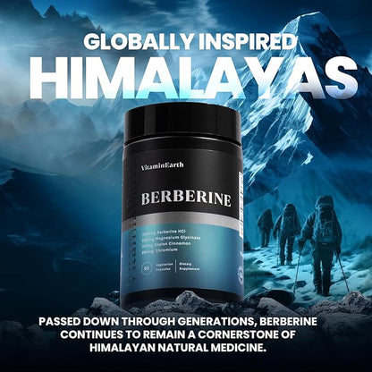 Berberine Supplement - Doctor Formulated Berberine HCL Complex 1000mg per Serving - Pure Berberine with Ceylon Cinnamon Plus Chromium Picolinate, & Magnesium Glycinate - 90 Capsules