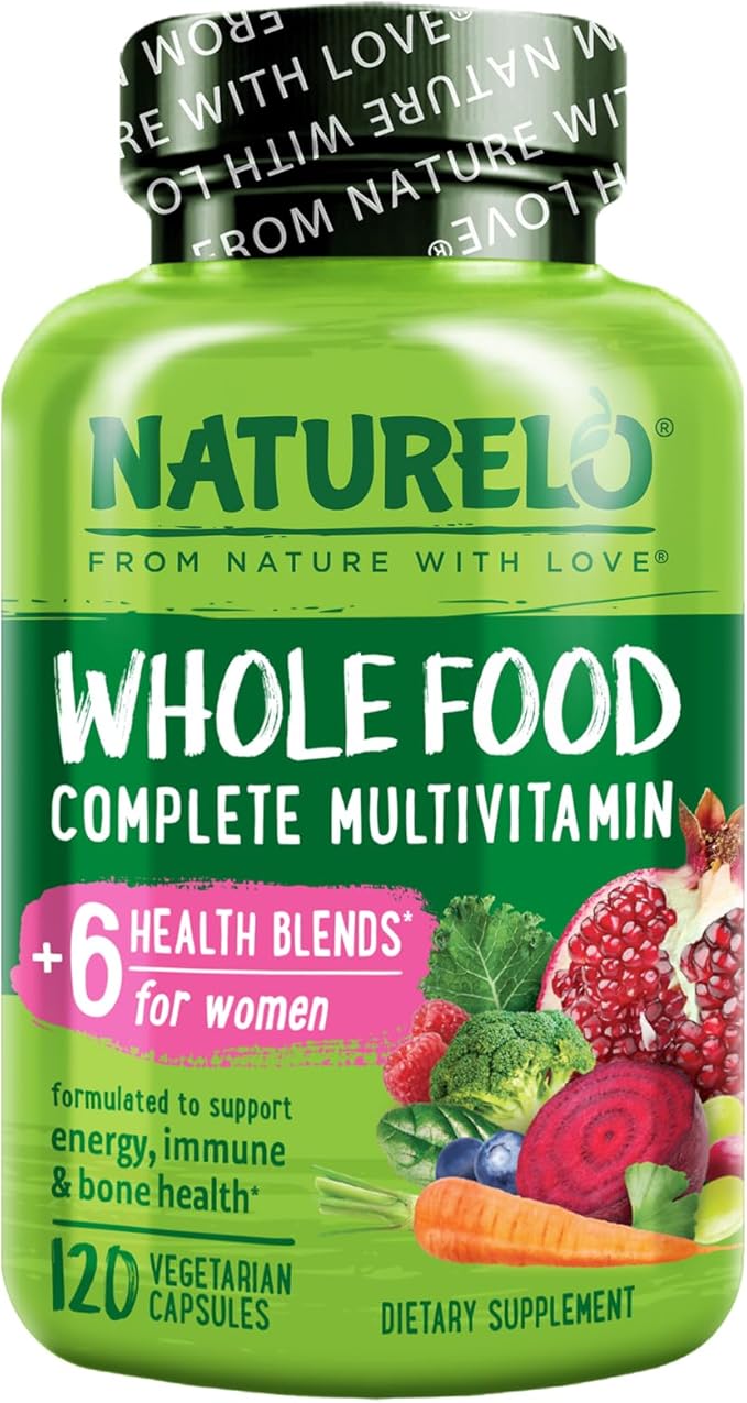 NATURELO Whole Food Multivitamin for Women - with Vitamins, Minerals, & Organic Extracts - Supplement for Energy and Heart Health - Vegan - Non GMO - 120 Capsules