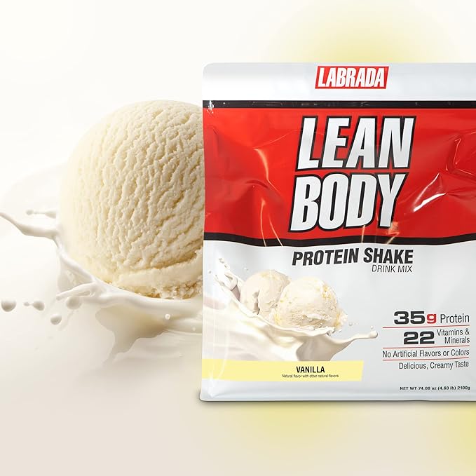 Lean Body All-in-One Vanilla Protein Shake. 35g Protein, Whey Blend, 7g Healthy Fats & Fiber, 22 Vitamins and Minerals, No Artificial Colors, Gluten Free, (4.6lb) Packaging May Vary