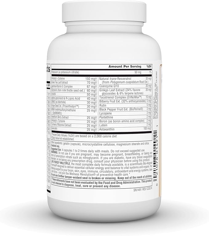 Source Naturals Life Force Multiple Iron Free Daily Multivitamin High Potency Essential Vitamins, Minerals, Antioxidants & Nutrients - Energy & Immune Boost* - 120 Capsules