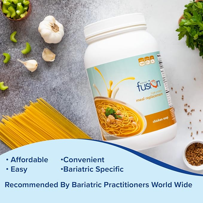 Bariatric Fusion Chicken Soup Meal Replacement 27g Protein Powder, 21 Serving Tub for Bariatric Surgery Patients Including Gastric Bypass and Sleeve Gastrectomy - No Gluten, Aspartame or Sugar