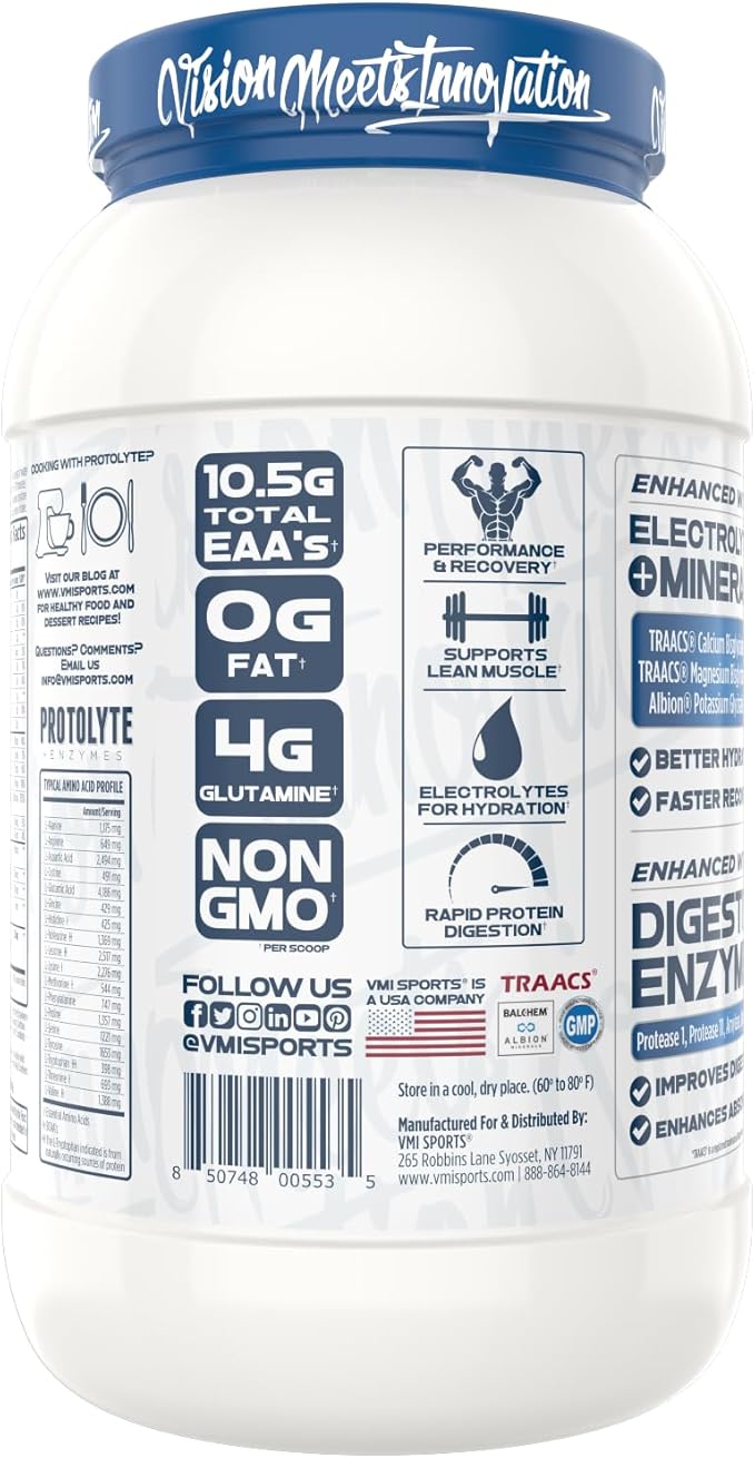 VMI Sports | Protolyte Whey Isolate Protein Powder | Low-Calorie Whey Protein Powder for Weight Loss | Protein Powder for Muscle Gain | Non-GMO (Strawberry Milkshake, 1.6 Pounds)