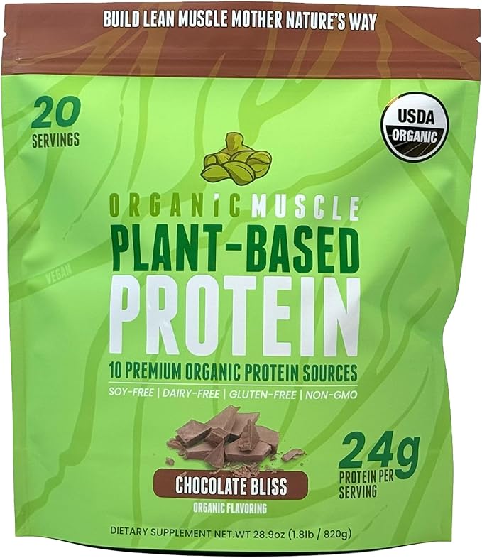 Organic Vegan Protein Powder - Plant Based Chocolate Protein Powder with Pea, Hemp, Brown Rice, Chia Seed & Amino Acids - Low Calorie for Muscle Growth & Speed Recovery by Organic Muscle