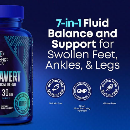 Water Pills For Swollen Legs And Feet - Act As Natural Diuretics for Water Retention to Help You Swell No More - Hydravert Diuretic Pills Proprietary Blend Reduces Swelling in Your Leg or in Your Foot