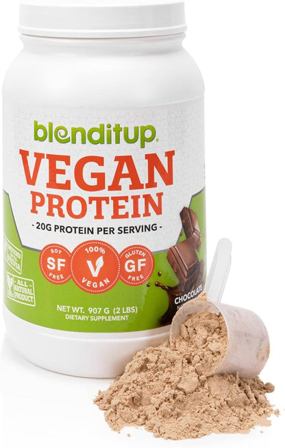 BlendItUp Chocolate Vegan Plant Protein Powder | Non GMO, Gluten Free | 20 G of Protein Per Scoop, 28 Servings | 4 Net Carbs