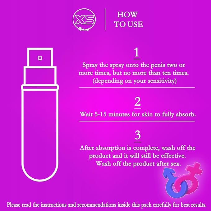 XS Spray - Enhancers - Desensitizing Delay Spray for Men clinically Proven to Help You Last Longer in Bed - Delay Without Losing Pleasure - Delay Sprayer, 5ml