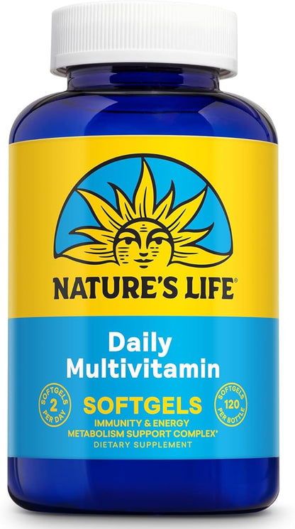 Nature's Life Daily Multivitamin for Men and Women - Complete Multivitamin with Iron - Daily Value of Most Essential Vitamins and Minerals - Healthy Energy and Immune Support - 60 Serv, 120 Softgels