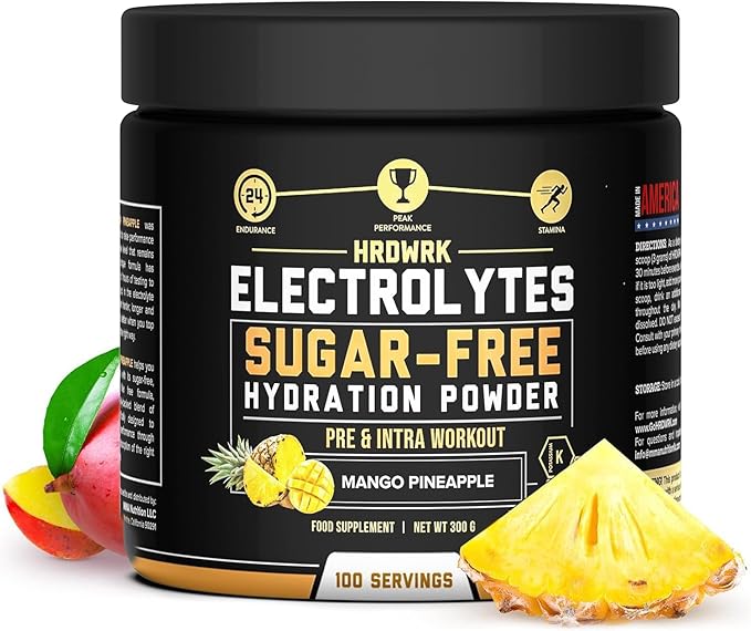 HRDWRK Electrolytes Powder with Magnesium, Potassium - Sugar Free Electrolytes Boost Endurance and Reduce Fatigue with This Electrolytes Supplement - Maximum Hydration - Keto Friendly
