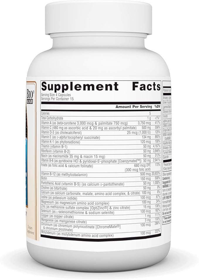 Source Naturals Life Force Multiple Iron Free Daily Multivitamin High Potency Essential Vitamins, Minerals, Antioxidants & Nutrients - Energy & Immune Boost* - 60 Capsules