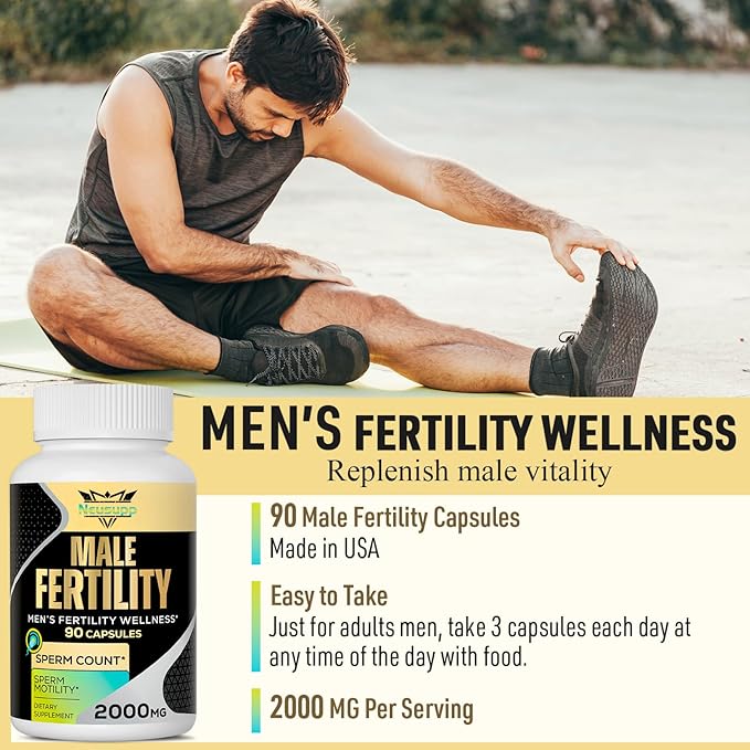 Fertility Supplements for Men, Male Prenatal Vitamins -Optimal Sperm Count, Motility and Strength, 2000MG Mens Fertility Supplements with Maca Root, Zin & Folate for Conception - 2 Months Supply