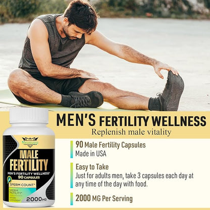 Fertility Supplements for Men, 2000MG Male Fertility Vitamin with Maca Root, Zin& Folate for Conception -360 Capsules