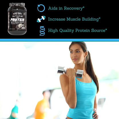 Worldwide Nutrition Bundle: Black Magic Multi-Source Casein Protein Powder-Whey, Egg Albumin Enzymes, Micellar Casein & MCTs-Muscle Mass Gaining-Bodybuilding-Cookies and Cream 2 LB & Keychain