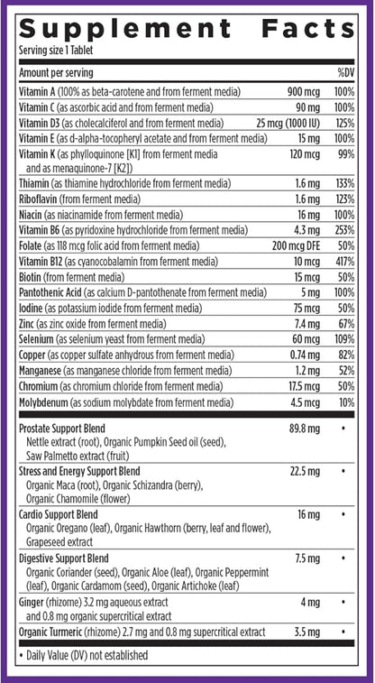 New Chapter Men's Multivitamin 40 Plus for Energy, Heart, Prostate + Immune Support with Fermented Nutrients - Every Man's One Daily 40+, Made with Organic Vegetables & Herbs, Non-GMO - 72 ct