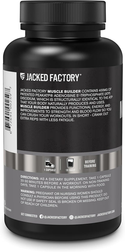 Jacked Factory Essentials Muscle Builder - Daily Muscle Builder for Men with Peak ATP to Support Lean Muscle Gain, Enhance Athletic Performance, & Fortify ATP Levels for Muscle Growth - 30 Capsules