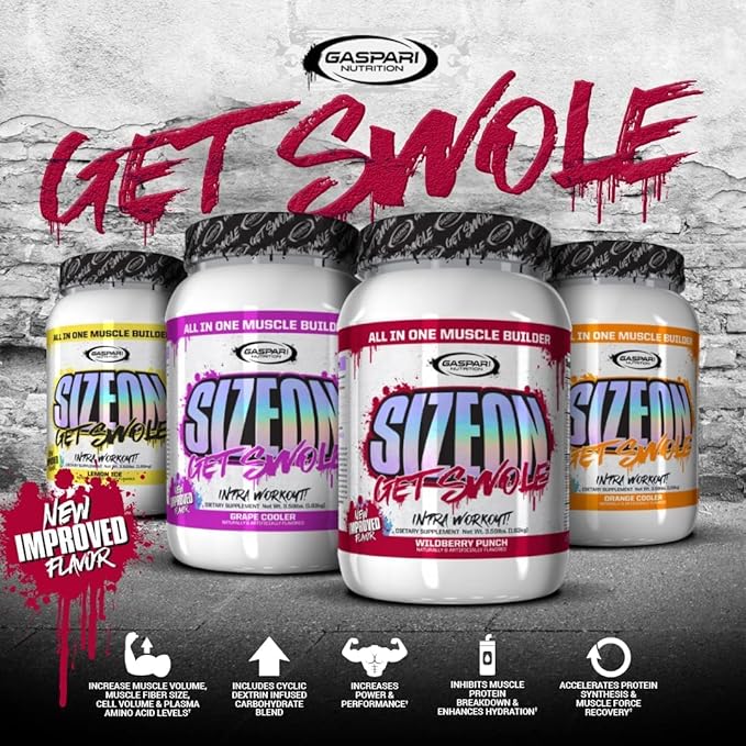 Gaspari Nutrition SizeOn, The Ultimate Hybrid Intra-Workout Amino Acid & Creatine Formula, Increased Muscle Volume & Muscle Recovery (3.59 Pound, Orange Cooler)